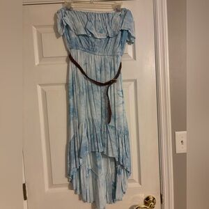 Strapless blue dress